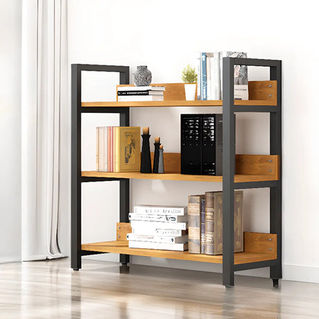 Casual Brown Steel Frame Open Shelf Etagere Bookshelf Image - 2