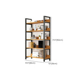 Casual Brown Steel Frame Open Shelf Etagere Bookshelf Image - 21