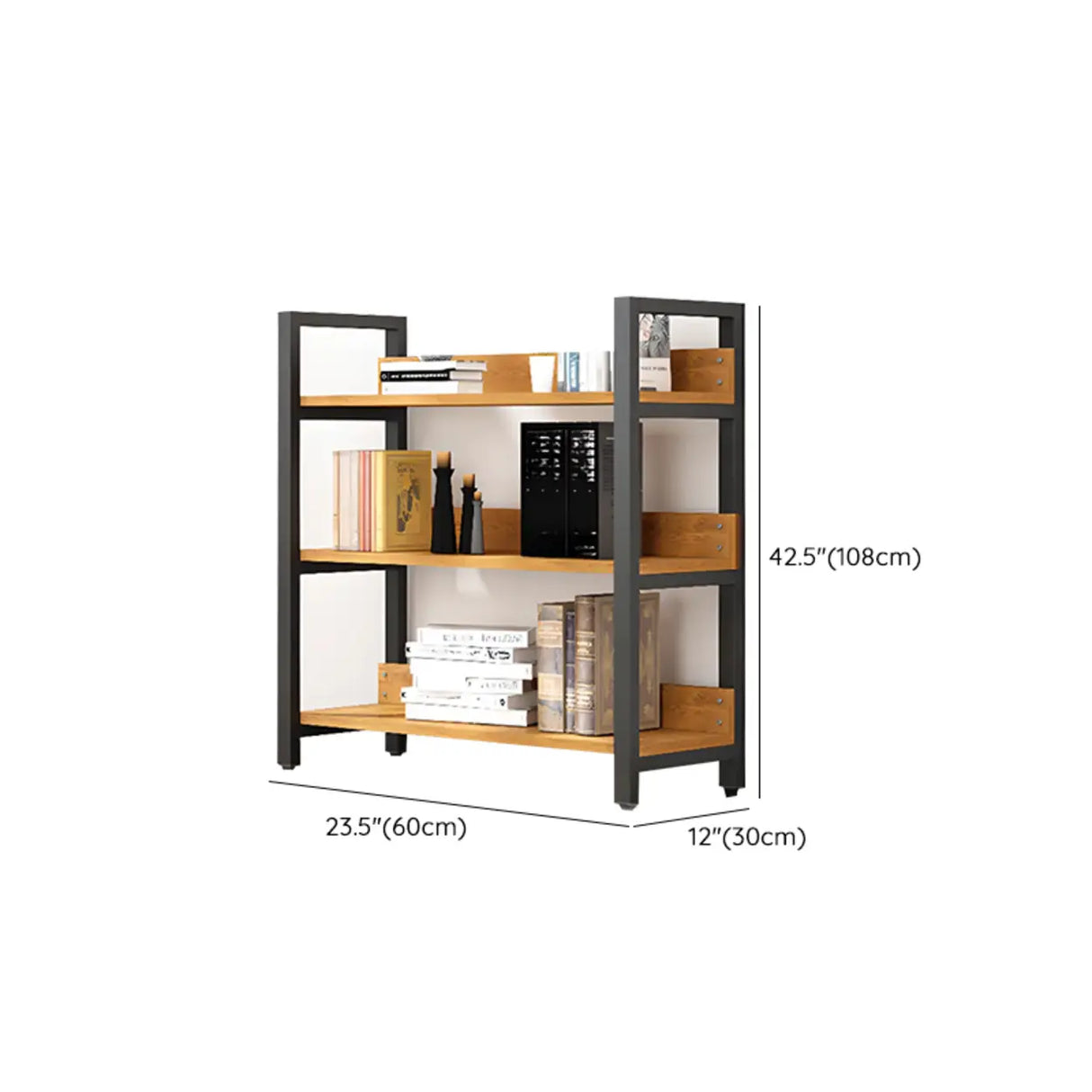 Casual Brown Steel Frame Open Shelf Etagere Bookshelf Image - 25