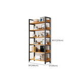 Casual Brown Steel Frame Open Shelf Etagere Bookshelf Image - 30
