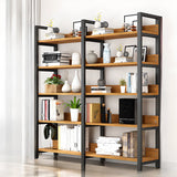 Casual Brown Steel Frame Open Shelf Etagere Bookshelf Image - 5