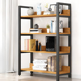 Casual Brown Steel Frame Open Shelf Etagere Bookshelf Image - 7
