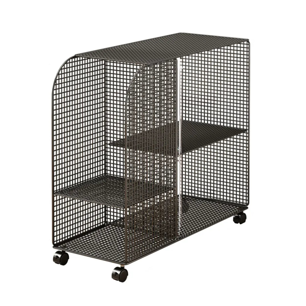 Casual Chic Gray Alloy Rolling Mesh Storage Bookcase Image - 10