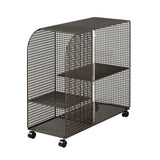 Casual Chic Gray Alloy Rolling Mesh Storage Bookcase Image - 10