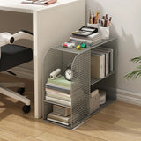 Casual Chic Gray Alloy Rolling Mesh Storage Bookcase Image - 13