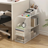 Casual Chic Gray Alloy Rolling Mesh Storage Bookcase Image - 15