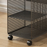 Casual Chic Gray Alloy Rolling Mesh Storage Bookcase Image - 17
