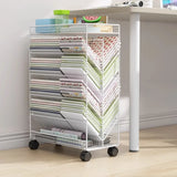 Casual Chic Gray Alloy Rolling Mesh Storage Bookcase Image - 18