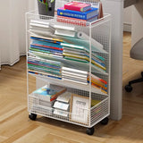 Casual Chic Gray Alloy Rolling Mesh Storage Bookcase Image - 22