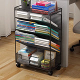 Casual Chic Gray Alloy Rolling Mesh Storage Bookcase Image - 23