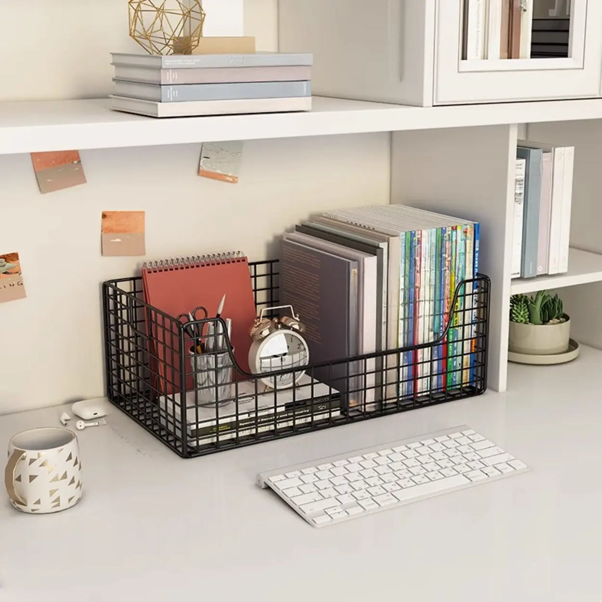 Casual Chic Gray Alloy Rolling Mesh Storage Bookcase Image - 25