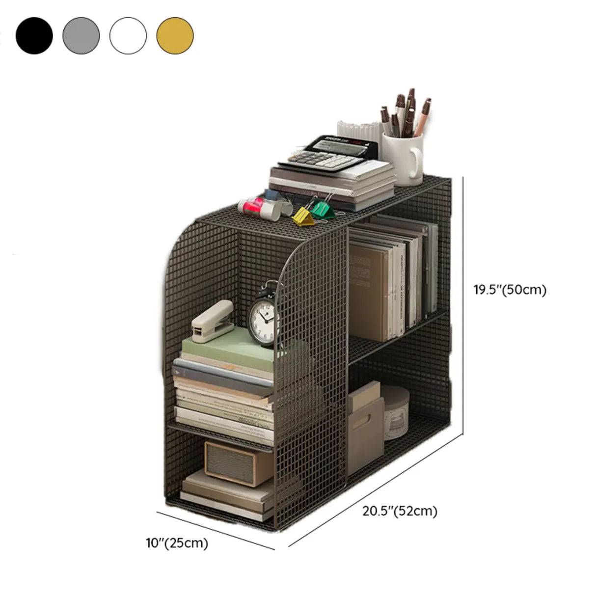 Casual Chic Gray Alloy Rolling Mesh Storage Bookcase Image - 27