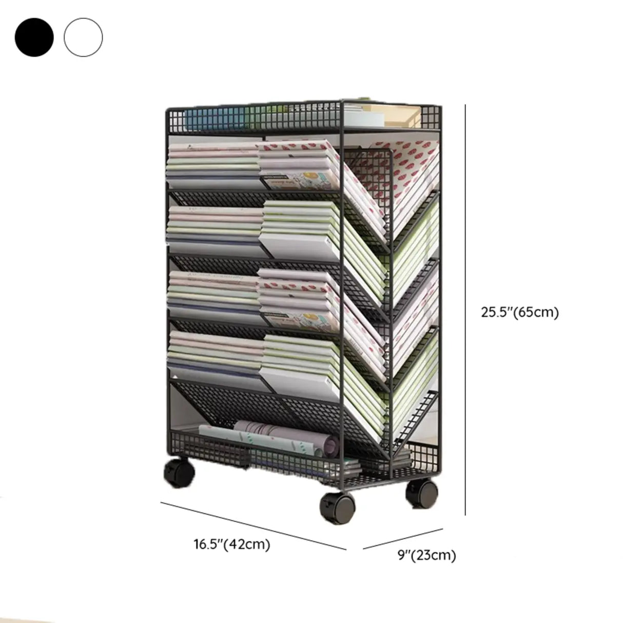 Casual Chic Gray Alloy Rolling Mesh Storage Bookcase Image - 28