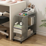 Casual Chic Gray Alloy Rolling Mesh Storage Bookcase Image - 5