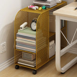 Casual Chic Gray Alloy Rolling Mesh Storage Bookcase Image - 8