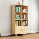 Casual Closed White Doors Pine Modern Long Bookcase Image - 28