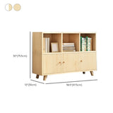 Casual Closed White Doors Pine Modern Long Bookcase Image - 34