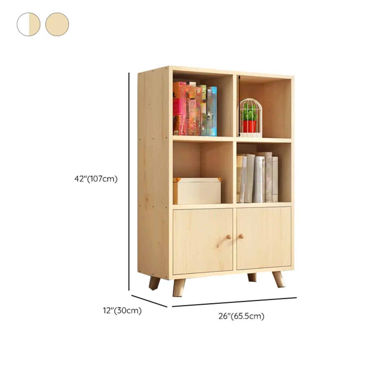 Casual Closed White Doors Pine Modern Long Bookcase Image - 37