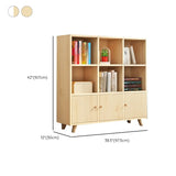 Casual Closed White Doors Pine Modern Long Bookcase Image - 38