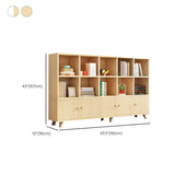 Casual Closed White Doors Pine Modern Long Bookcase Image - 40