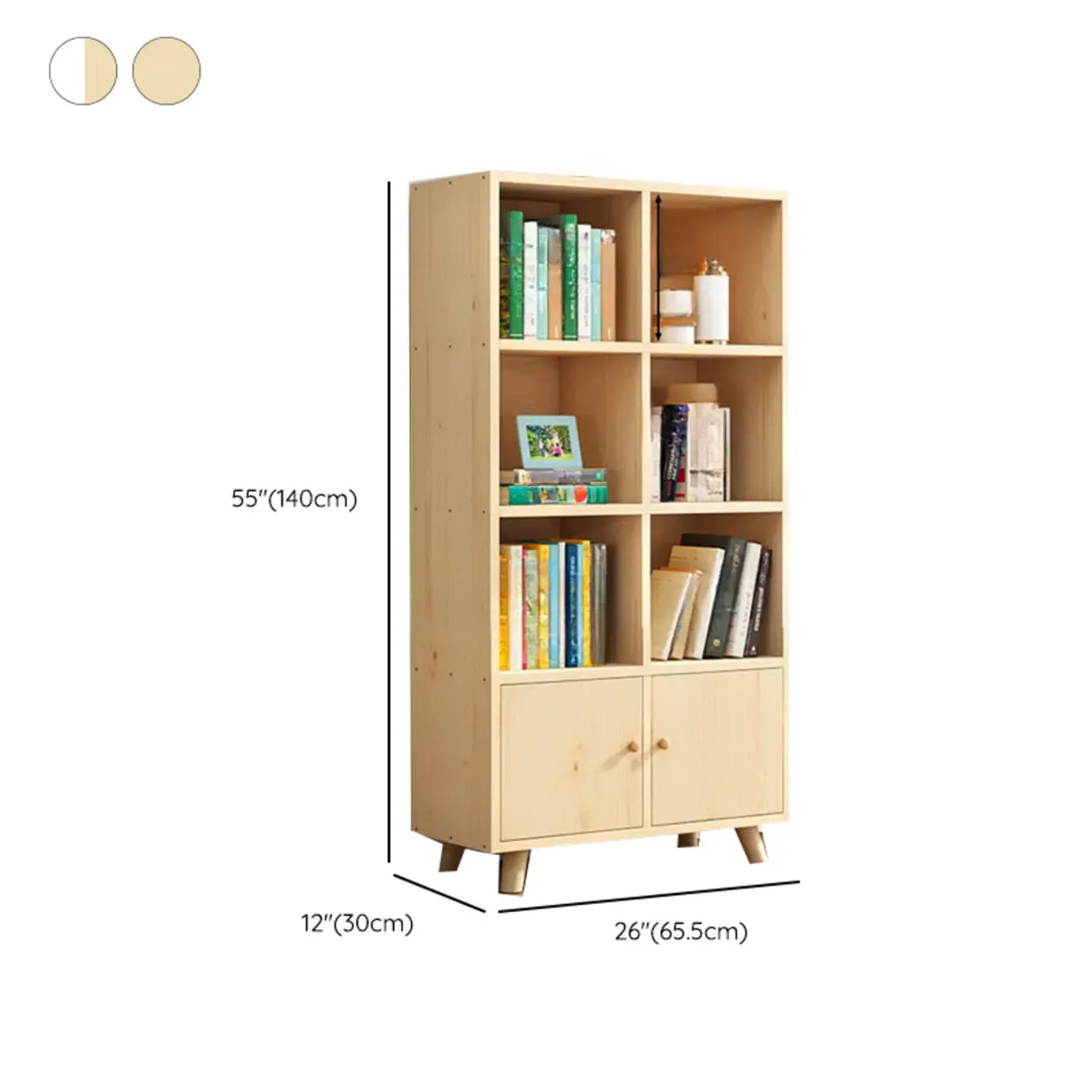 Casual Closed White Doors Pine Modern Long Bookcase Image - 41
