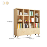 Casual Closed White Doors Pine Modern Long Bookcase Image - 43