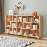 Casual Closed Wood Grain Horizontal Oak Wide Bookcase Image - 1