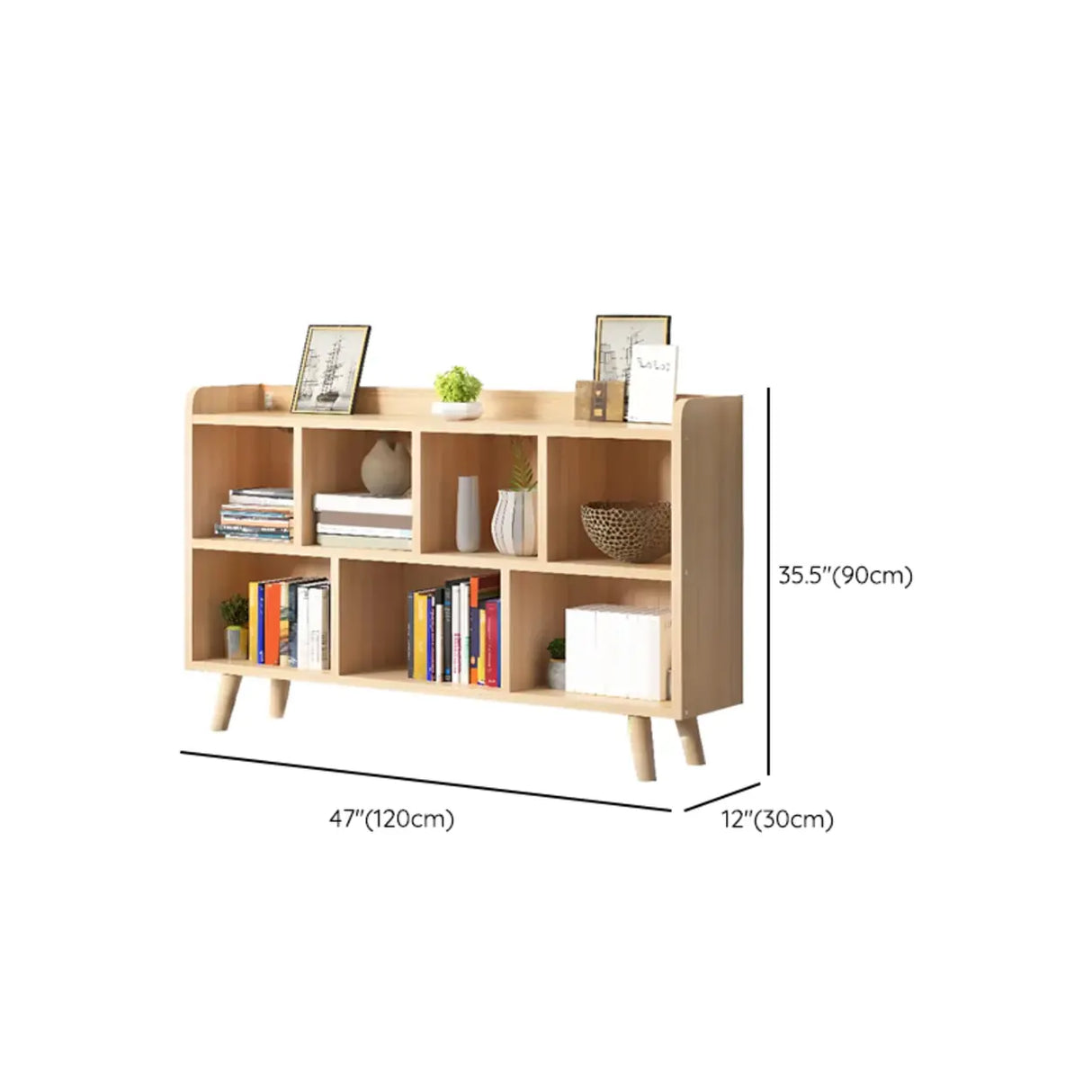 Casual Closed Wood Grain Horizontal Oak Wide Bookcase Image - 12