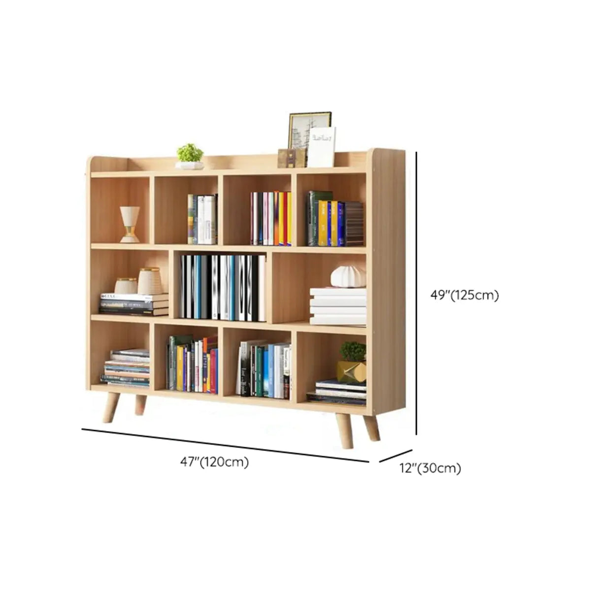 Casual Closed Wood Grain Horizontal Oak Wide Bookcase Image - 14