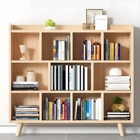 Casual Closed Wood Grain Horizontal Oak Wide Bookcase Image - 2