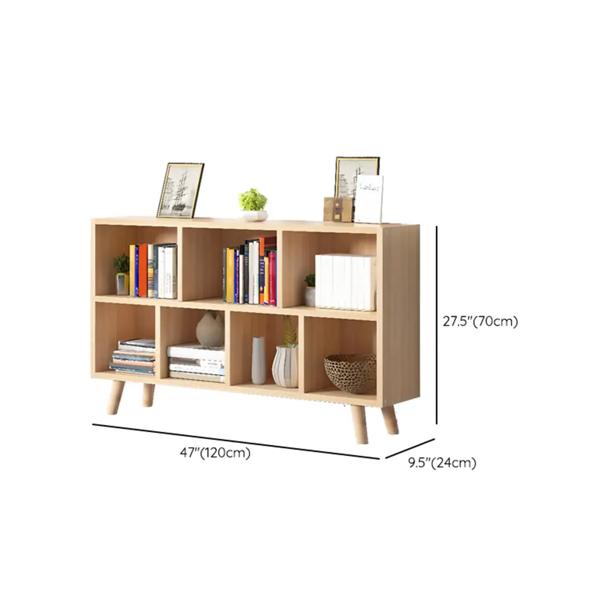Casual Closed Wood Grain Horizontal Oak Wide Bookcase Image - 20