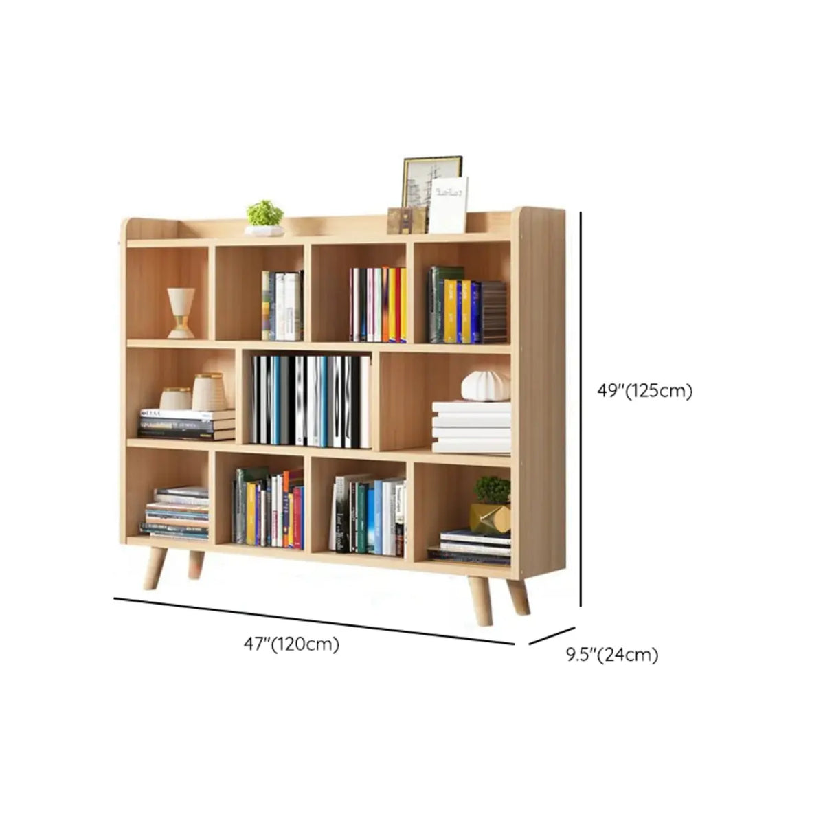 Casual Closed Wood Grain Horizontal Oak Wide Bookcase Image - 27