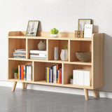 Casual Closed Wood Grain Horizontal Oak Wide Bookcase Image - 3