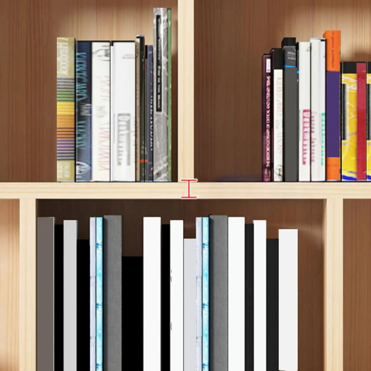 Casual Closed Wood Grain Horizontal Oak Wide Bookcase Image - 6
