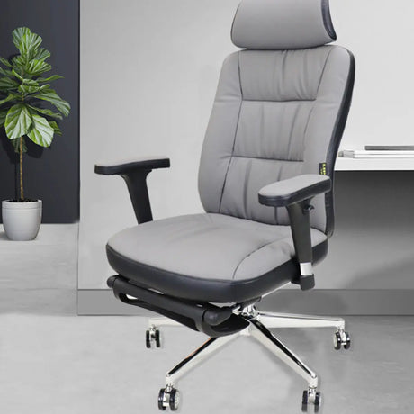 Casual Ergonomic Swivel PU Office Chair with Headrest Image - 1