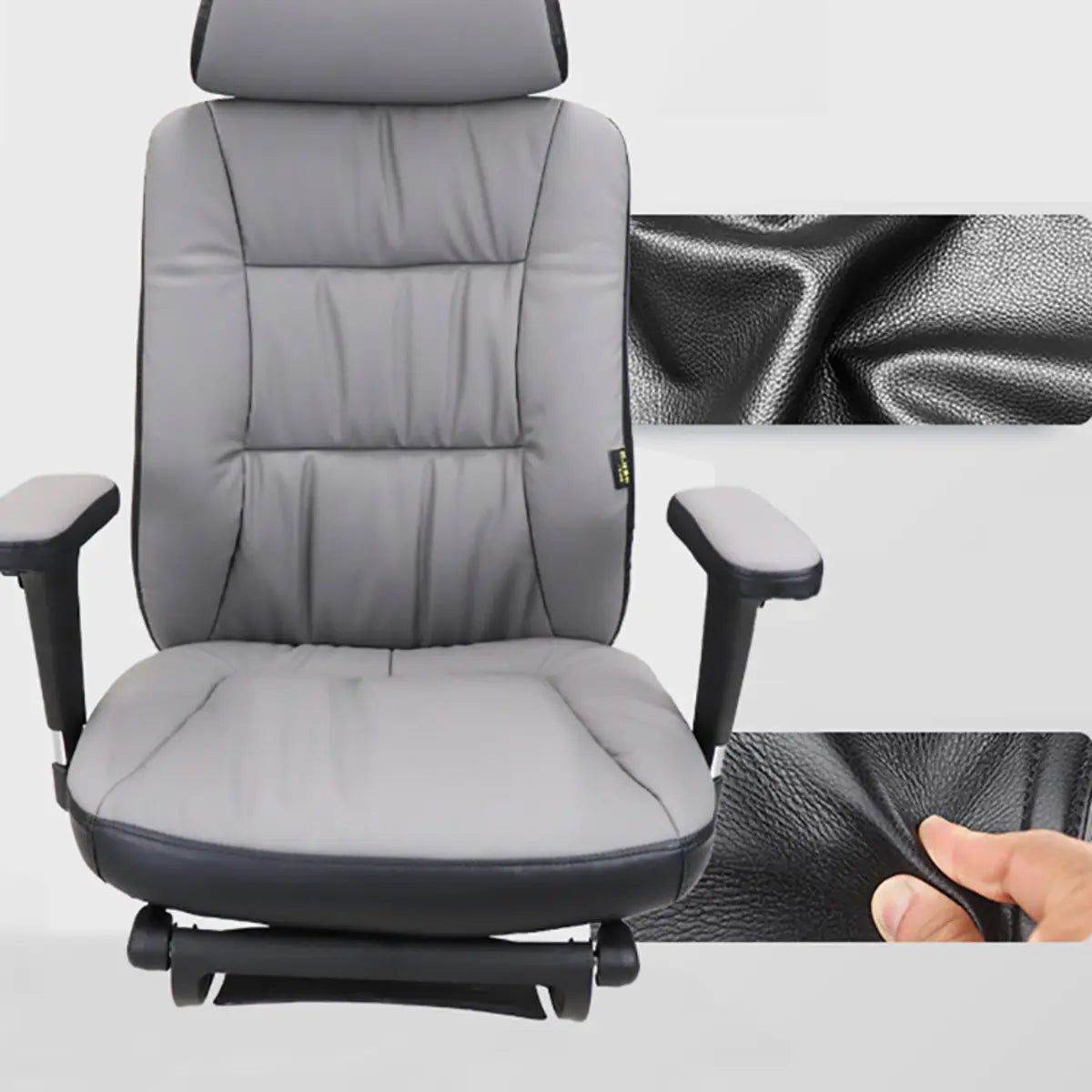 Casual Ergonomic Swivel PU Office Chair with Headrest Image - 10