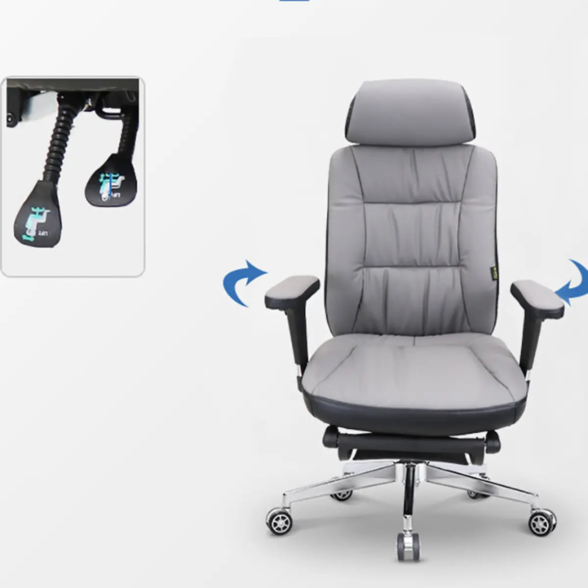Casual Ergonomic Swivel PU Office Chair with Headrest Image - 13