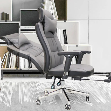 Casual Ergonomic Swivel PU Office Chair with Headrest Image - 2