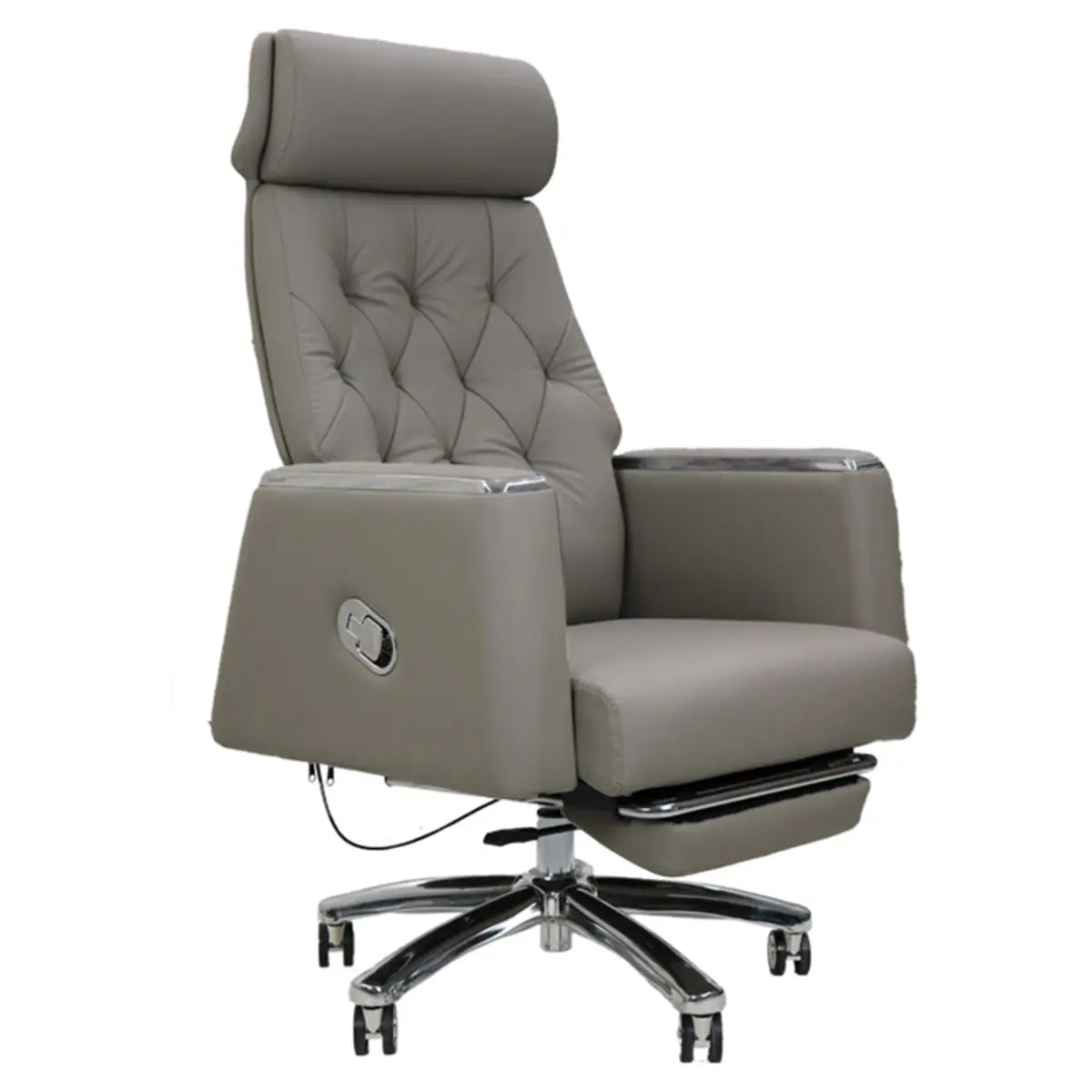 Casual Ergonomic Swivel PU Office Chair with Headrest Image - 7