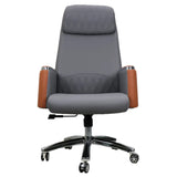 Casual Ergonomic Swivel PU Office Chair with Headrest Image - 9