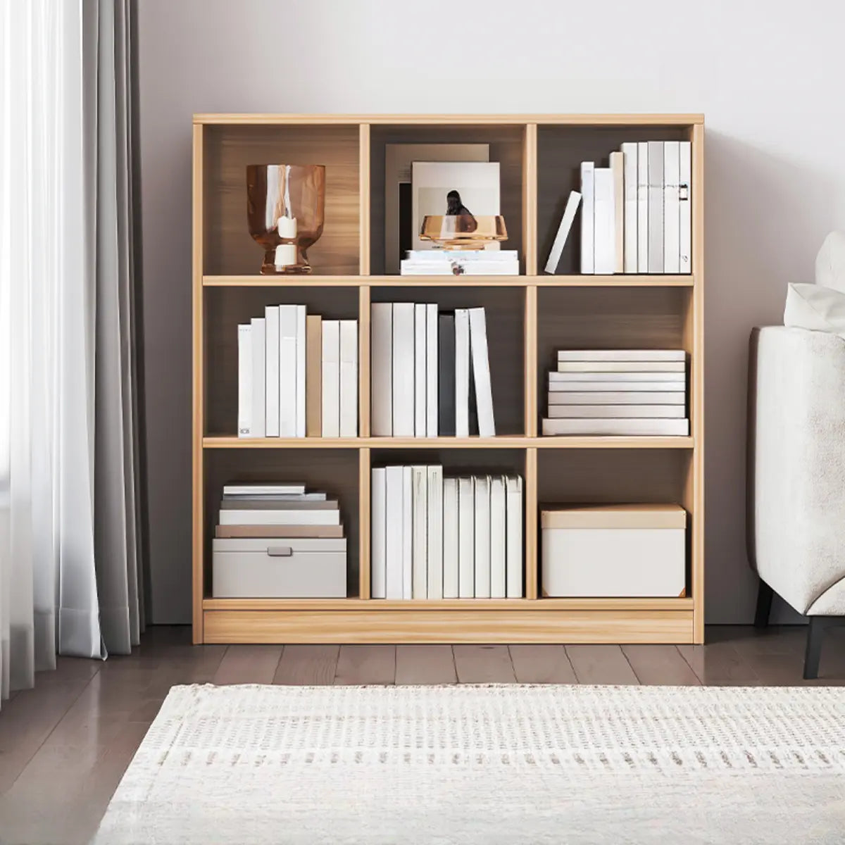 Casual Freestanding Adjustable Shelves Wood Bookcase Image - 11