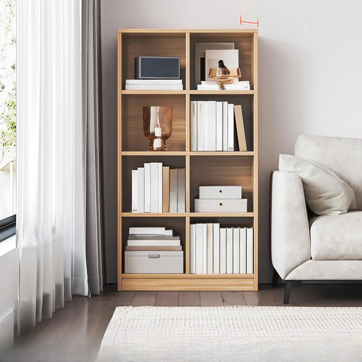 Casual Freestanding Adjustable Shelves Wood Bookcase Image - 15