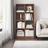 Casual Freestanding Adjustable Shelves Wood Bookcase Image - 17