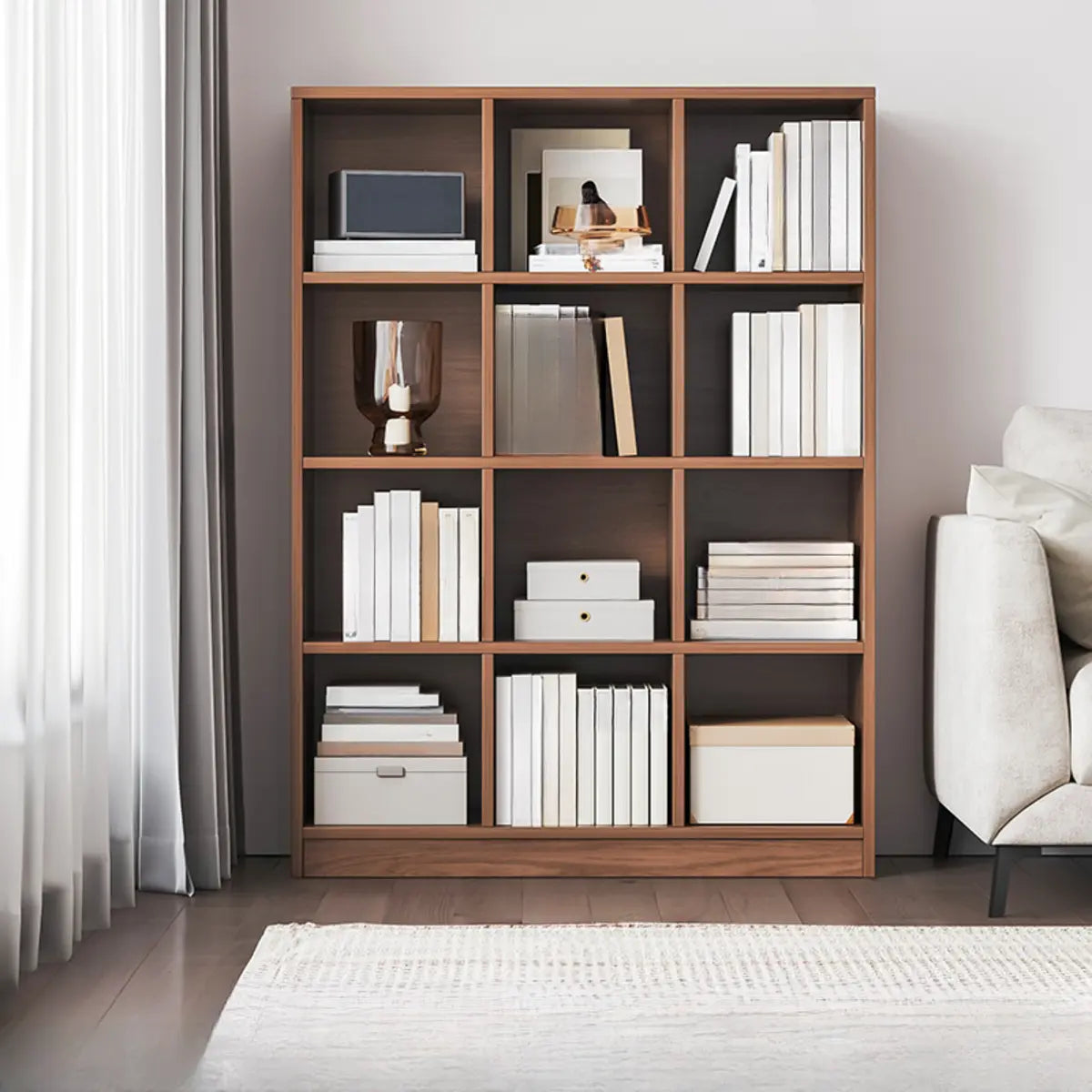 Casual Freestanding Adjustable Shelves Wood Bookcase Image - 18