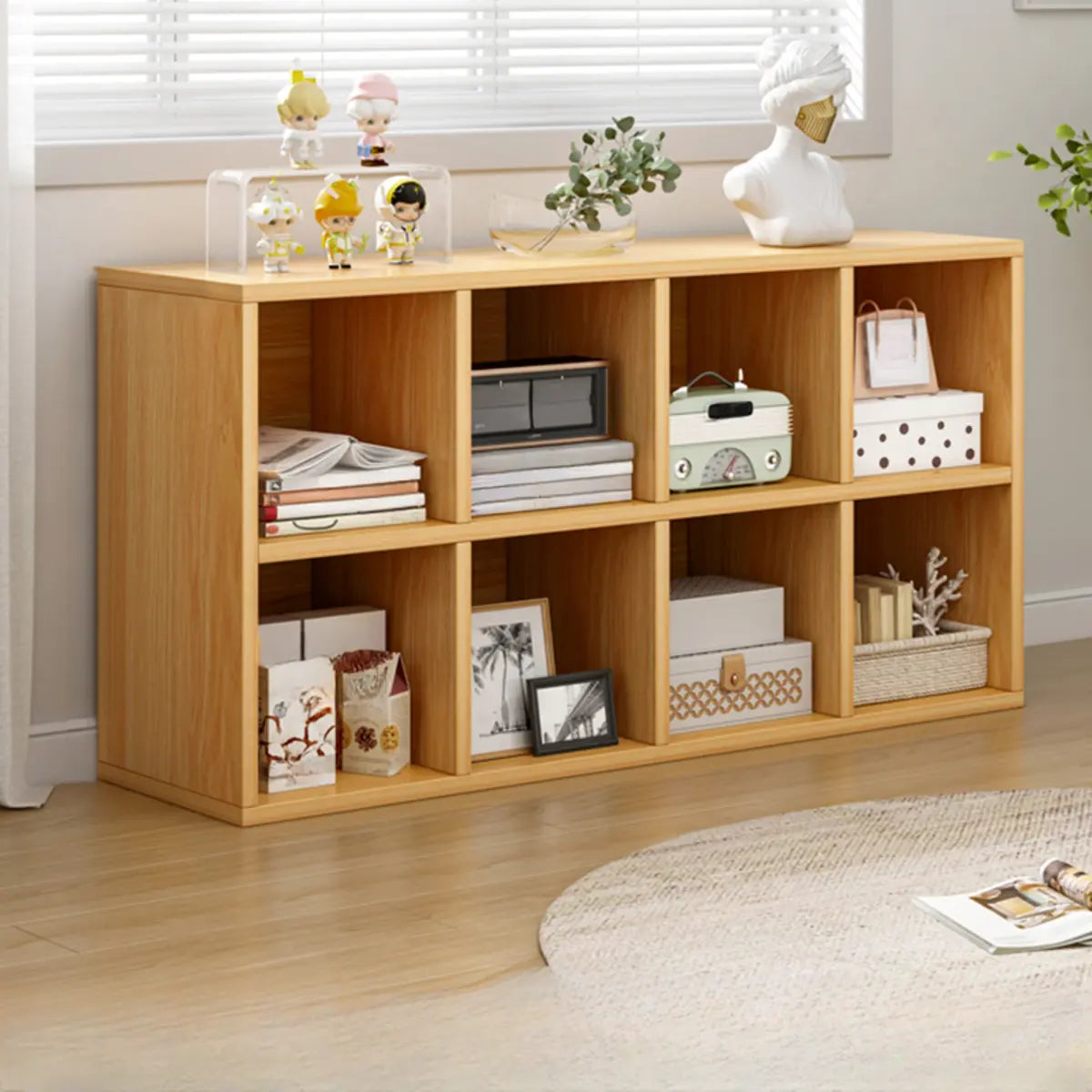 Casual Freestanding Adjustable Shelves Wood Bookcase Image - 23