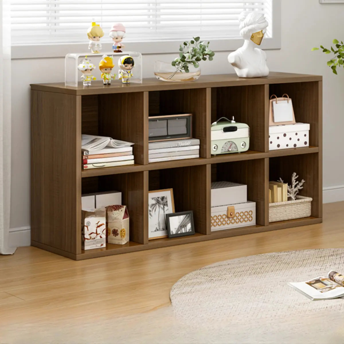 Casual Freestanding Adjustable Shelves Wood Bookcase Image - 24