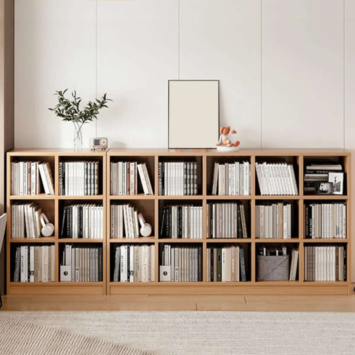 Casual Freestanding Adjustable Shelves Wood Bookcase Image - 4