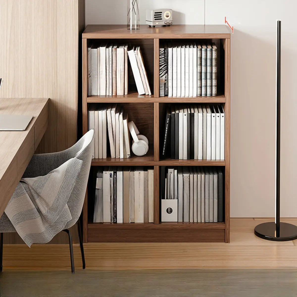 Casual Freestanding Adjustable Shelves Wood Bookcase Image - 5