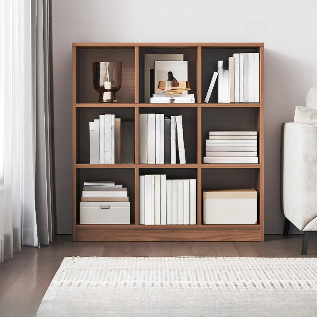 Casual Freestanding Adjustable Shelves Wood Bookcase Image - 6