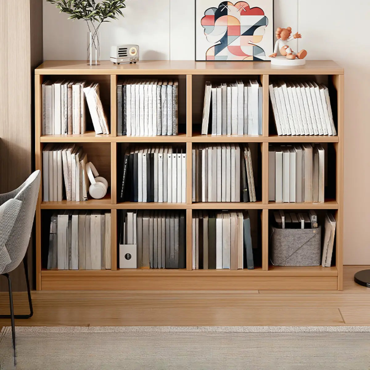Casual Freestanding Adjustable Shelves Wood Bookcase Image - 8